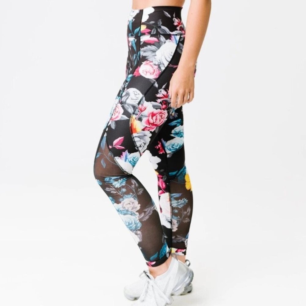 Zyia Dark Floral Mesh Hi-Rise 7/8 24" RC